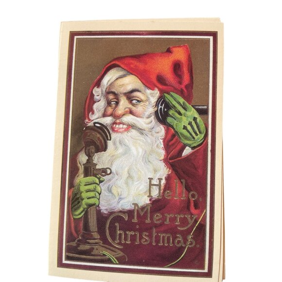 Vintage Victorian Christmas & New Year Postcards Set Girls Boys Santa Angels - Picture 7 of 11